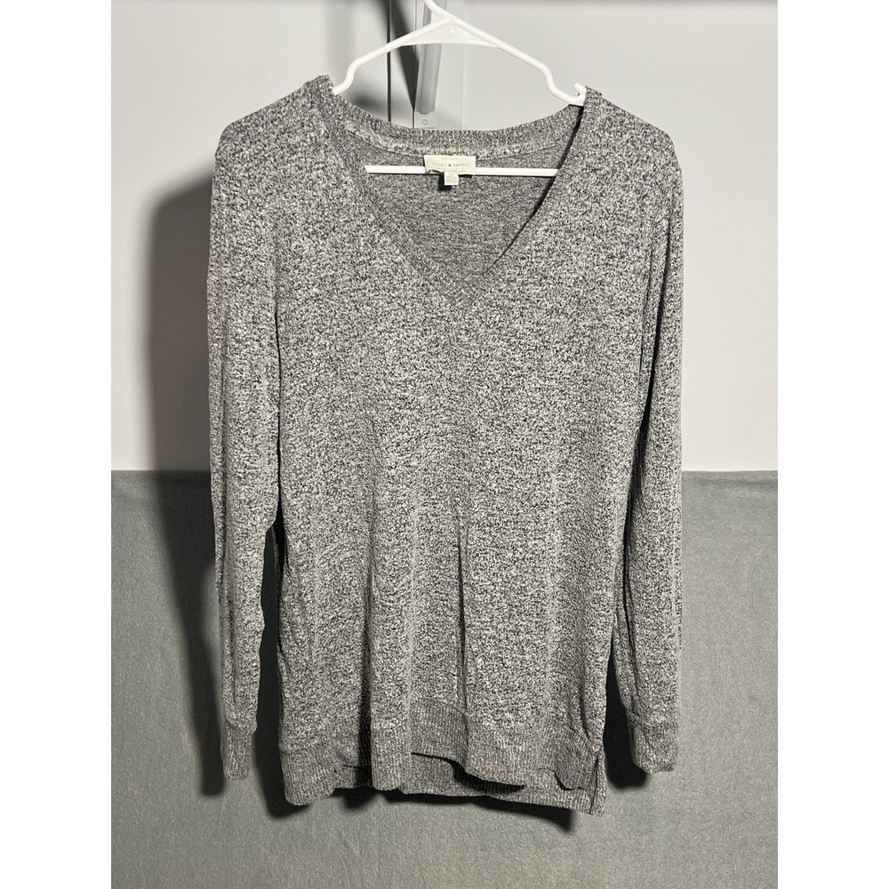 Lucky Brand Women's Gray‎ Heathered V-Neck Long Sleeve Sweater Size S/P Petite
